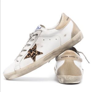 Golden Goose Super Star Sneakers with leopard Star. size 38. Brand new with Box.